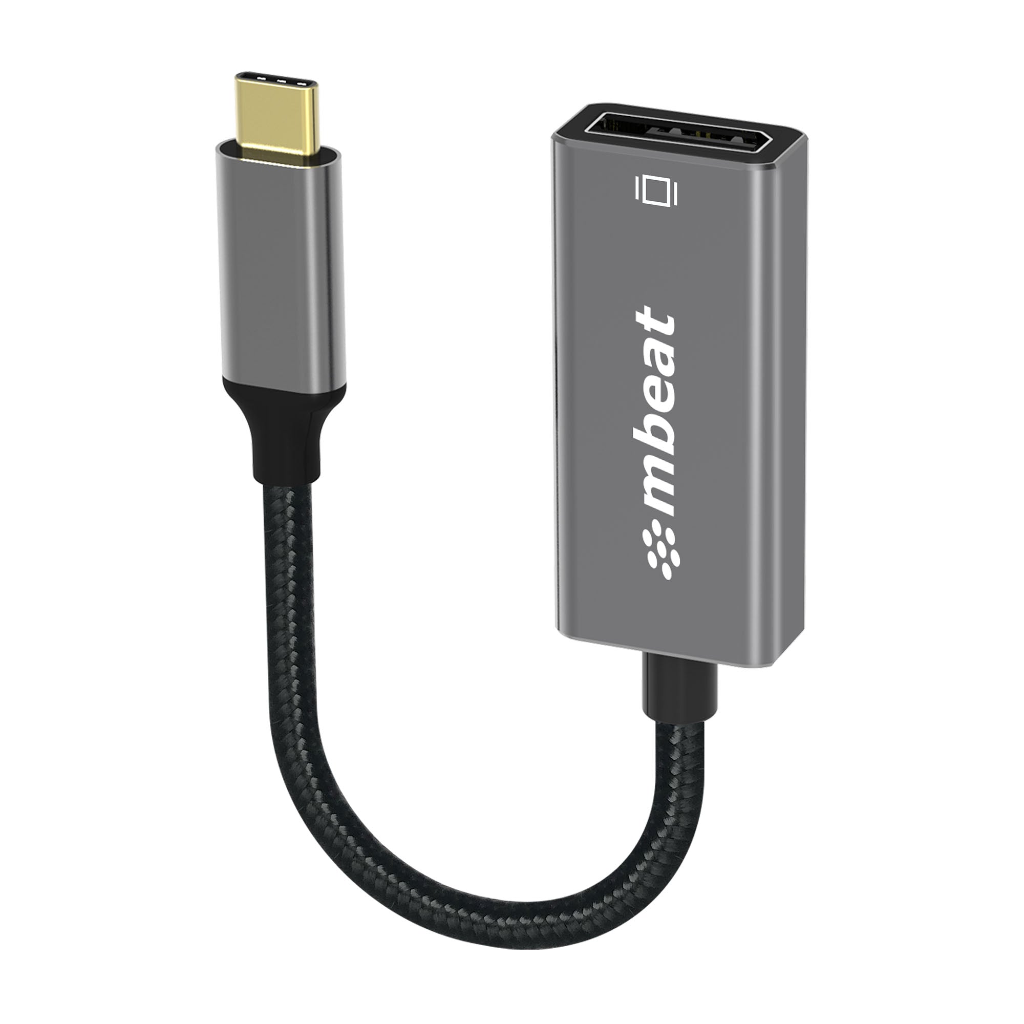 mbeat Elite USB-C to Display Port Adapter  -Converts USB-C to DisplayPort female port, 4K@60Hz (3840×2160),  15cm - Space Grey Weight: 30g mbeat Elite USB-C to Display Port Adapter  -Converts USB-C to DisplayPort female port, 4K@60Hz (3840×2160),  15cm - Space Grey Weight: 30g